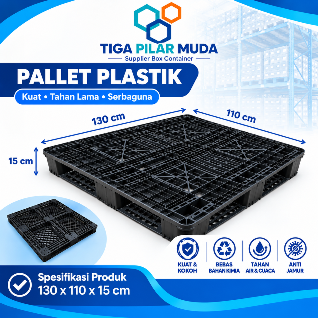 Jual pallet plastik ukuran 110x130x15 cm